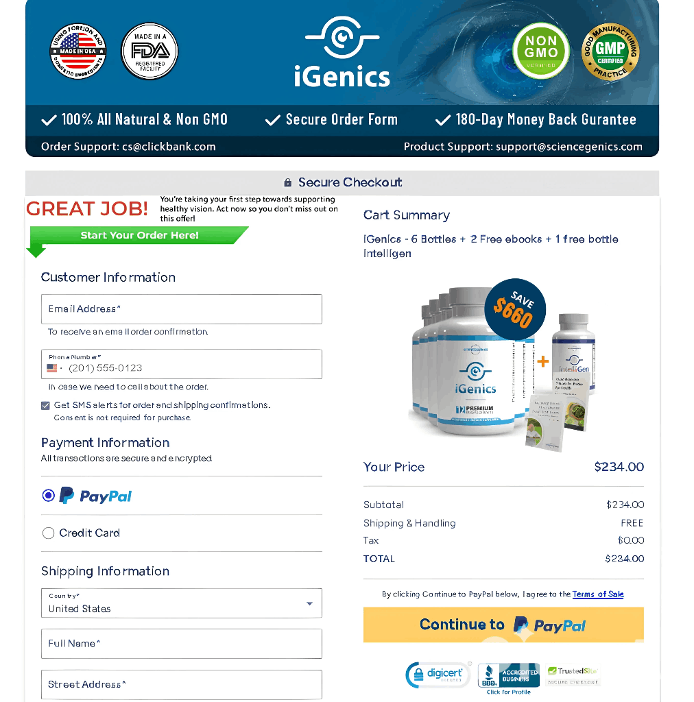 iGenics checkout page